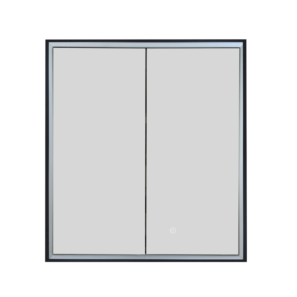 JTP Luca Matt Black Recessed Double Mirror Bathroom Cabinet Cut Out